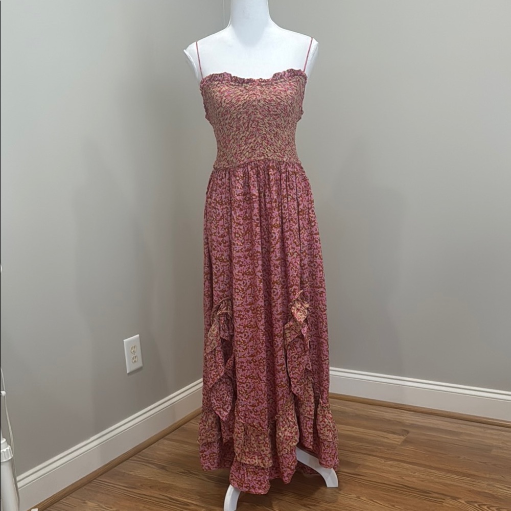 Free People Pink Floral Maxi Sundress